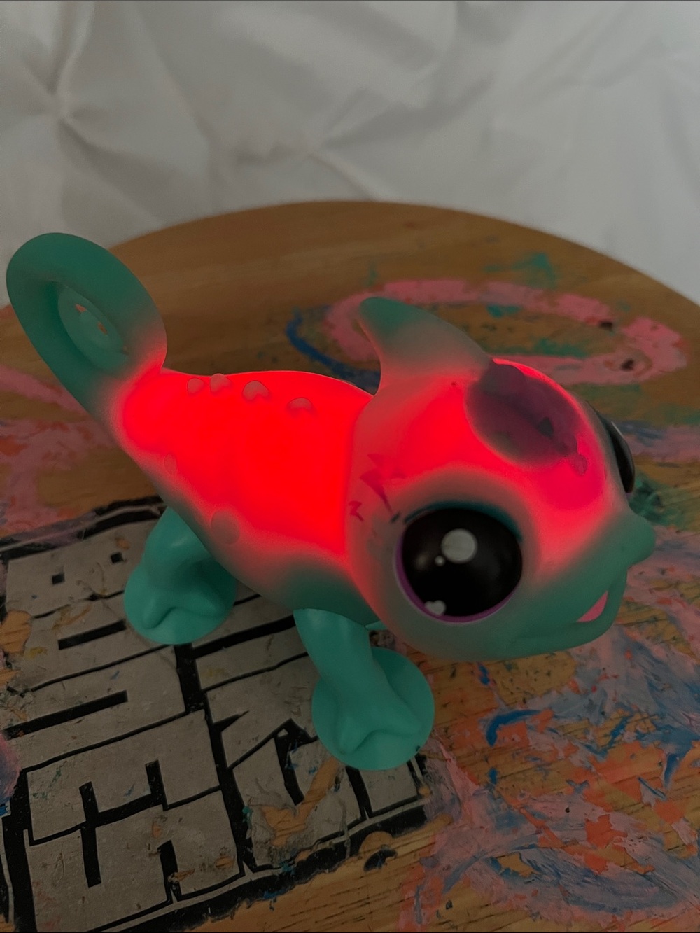 Light-Up Teal Chameleon Plush Toy - Glowing Night Companion